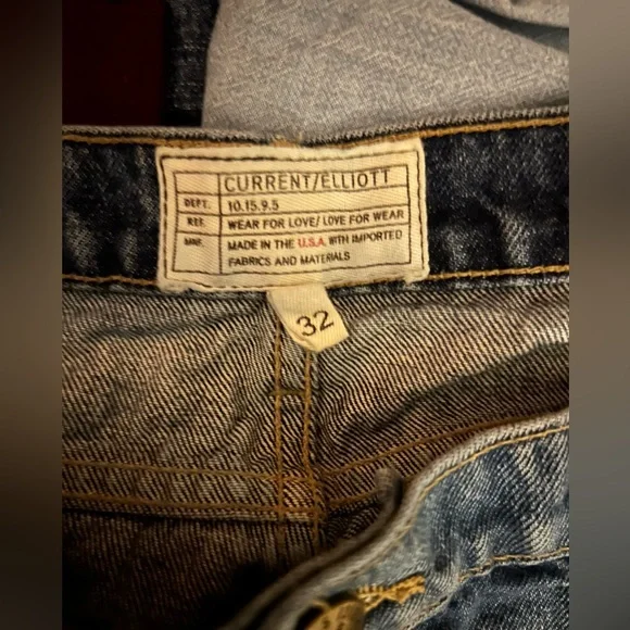 Current/Elliott The Stiletto Size 32 Made in USA Distressed Crop Jeans - Picture 3 of 4